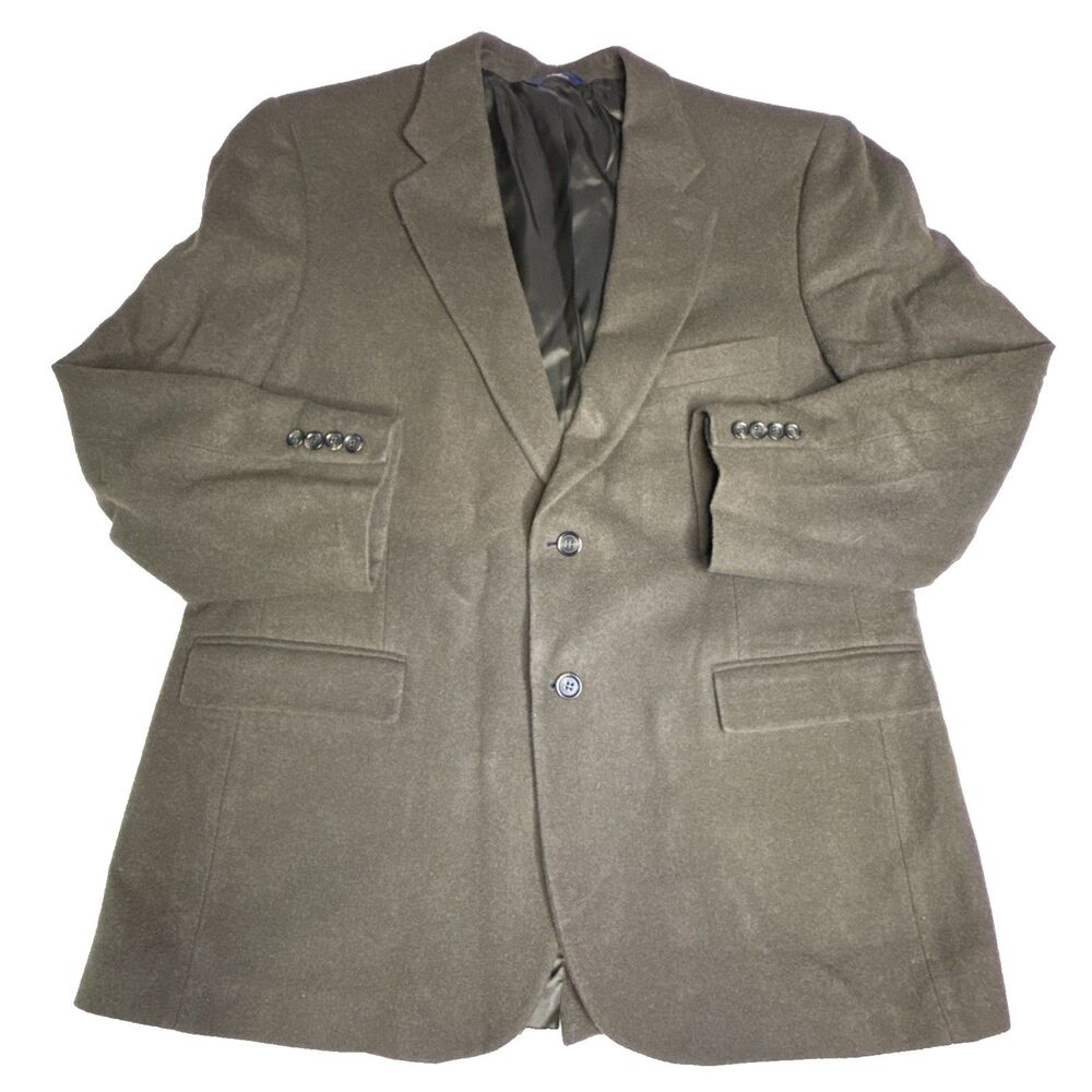 Brooks Brothers 346 Sport Coat Mens 46R Camel Hair Olive Green Blazer Jacket